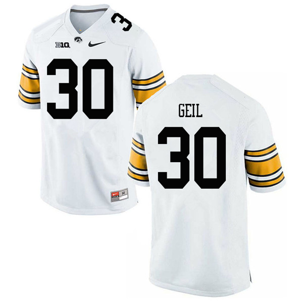 Men #30 Henry Geil Iowa Hawkeyes College Football Jerseys Sale-White - Click Image to Close